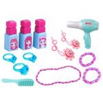 Toaletný stolík Beauty Set so zrkadlovým svetlom modro-ružový